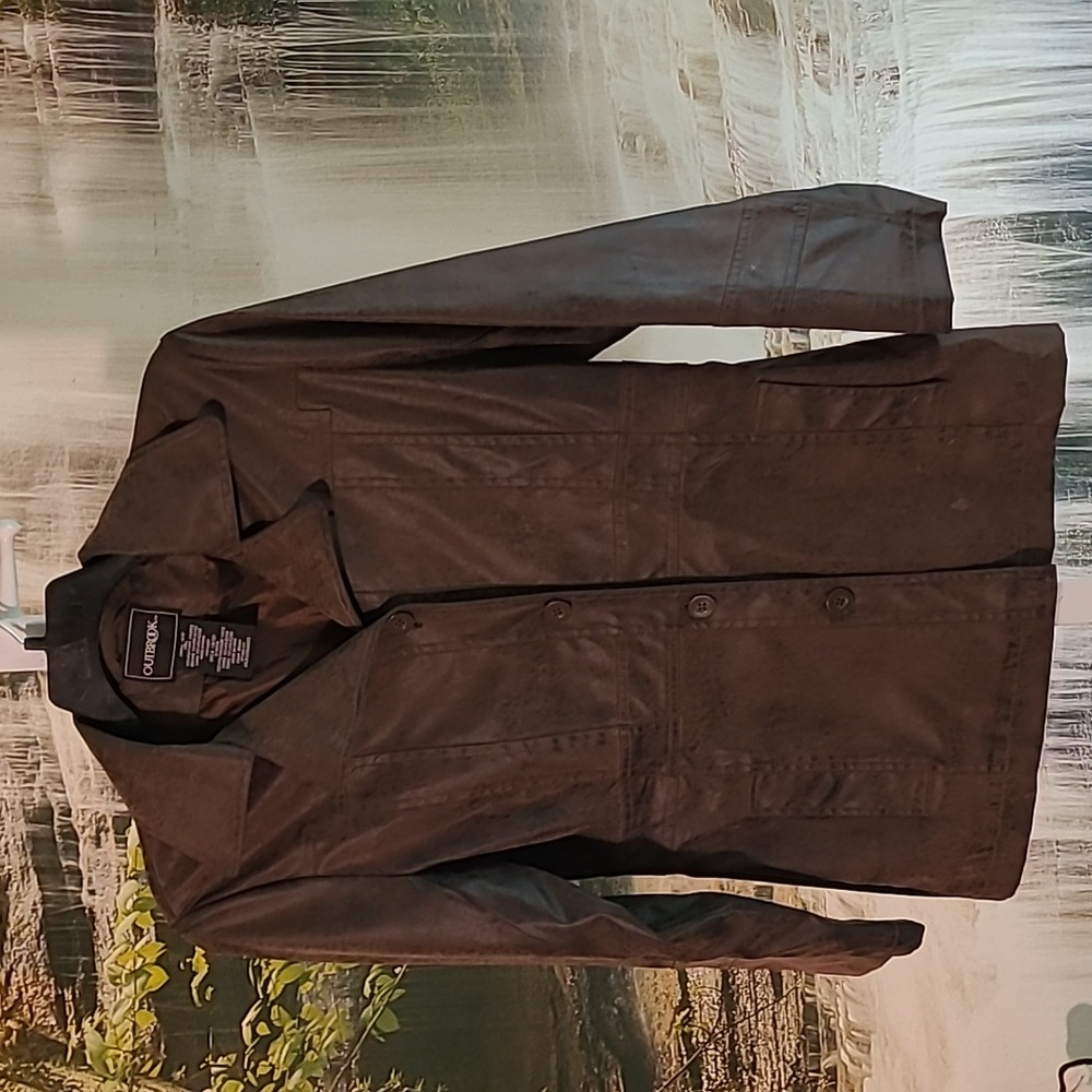 OutBrook Womens Small Classic brown button up long sleeve faux leather jacket